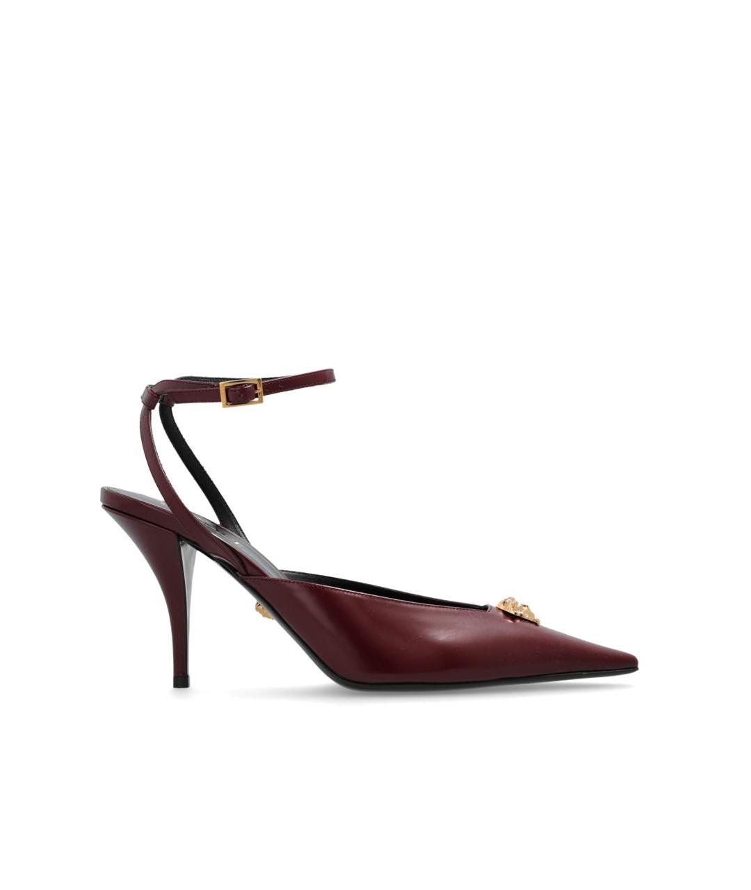 VERSACE Бордовые кожаные туфли, фото 6