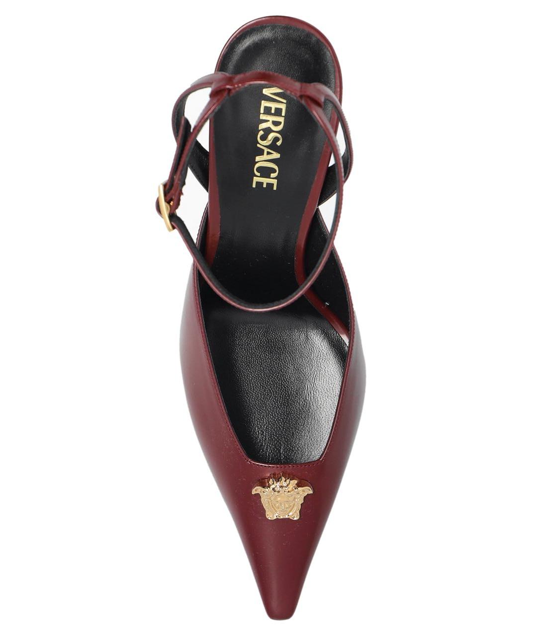 VERSACE Бордовые кожаные туфли, фото 7