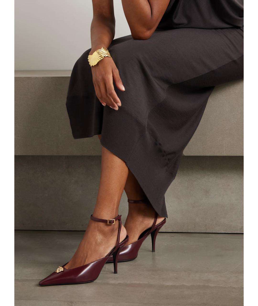 VERSACE Бордовые кожаные туфли, фото 2