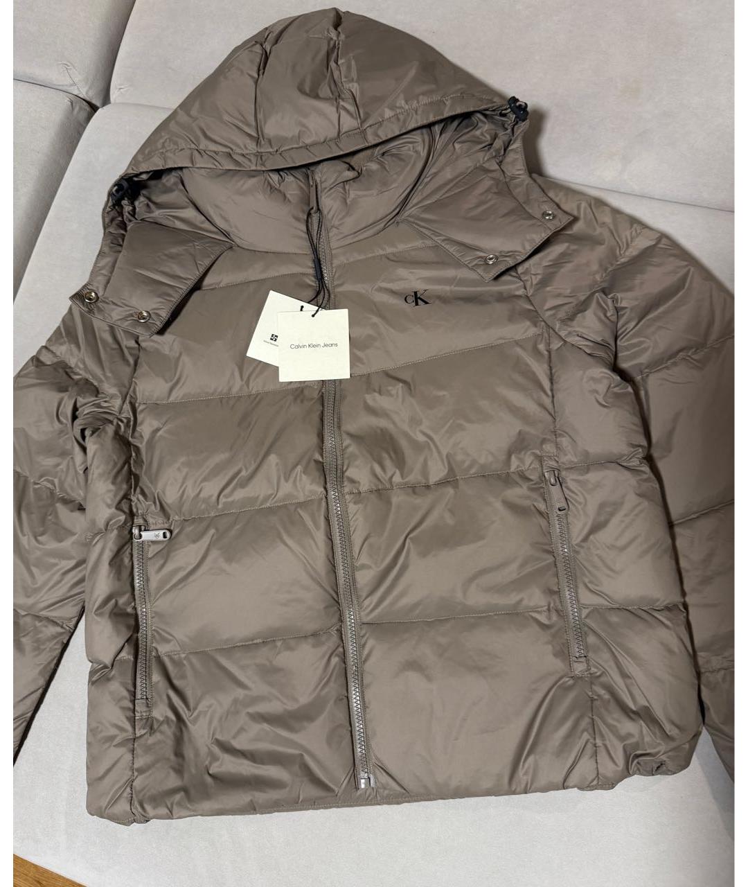 CALVIN KLEIN Бежевый полиэстеровый пуховик, фото 2