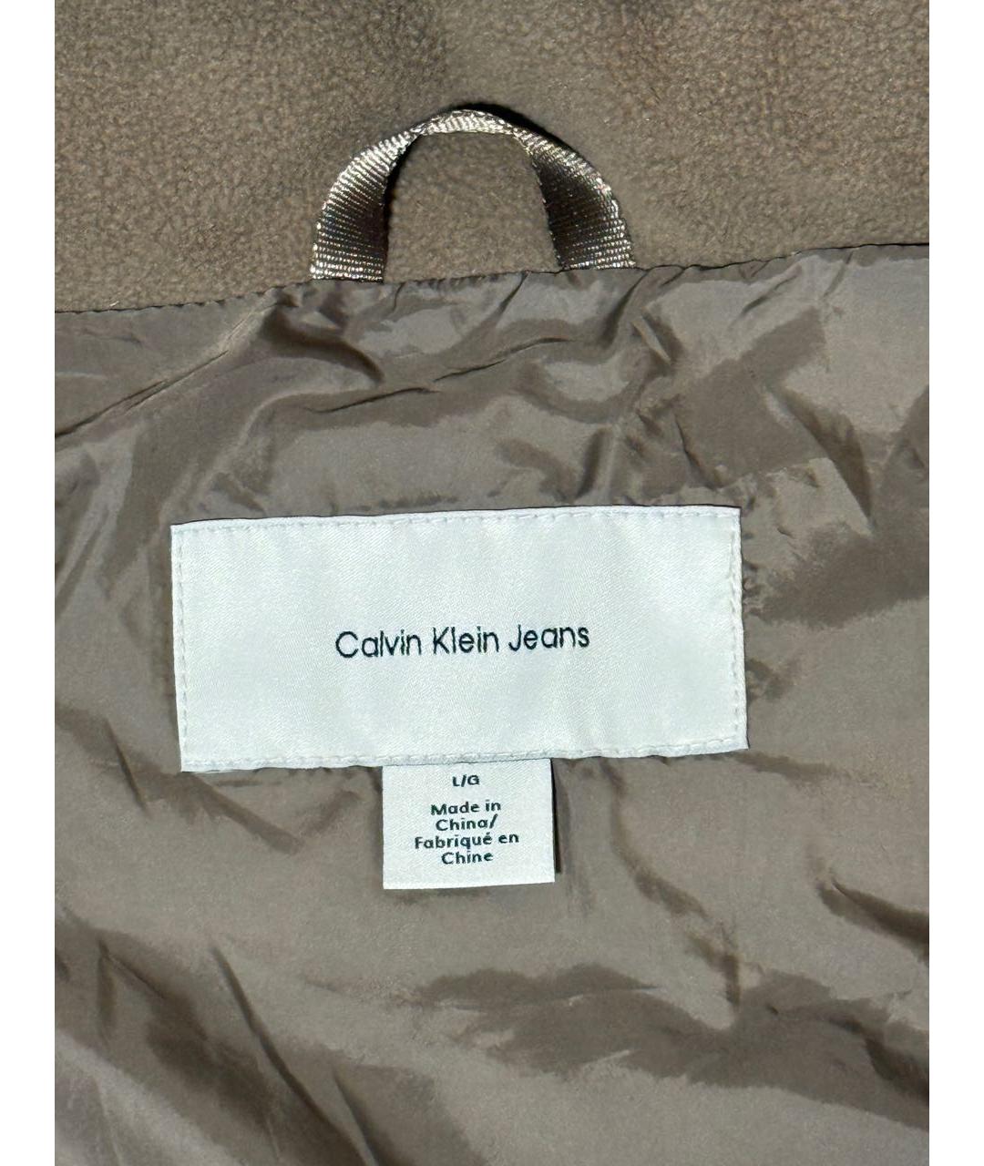 CALVIN KLEIN Бежевый полиэстеровый пуховик, фото 4