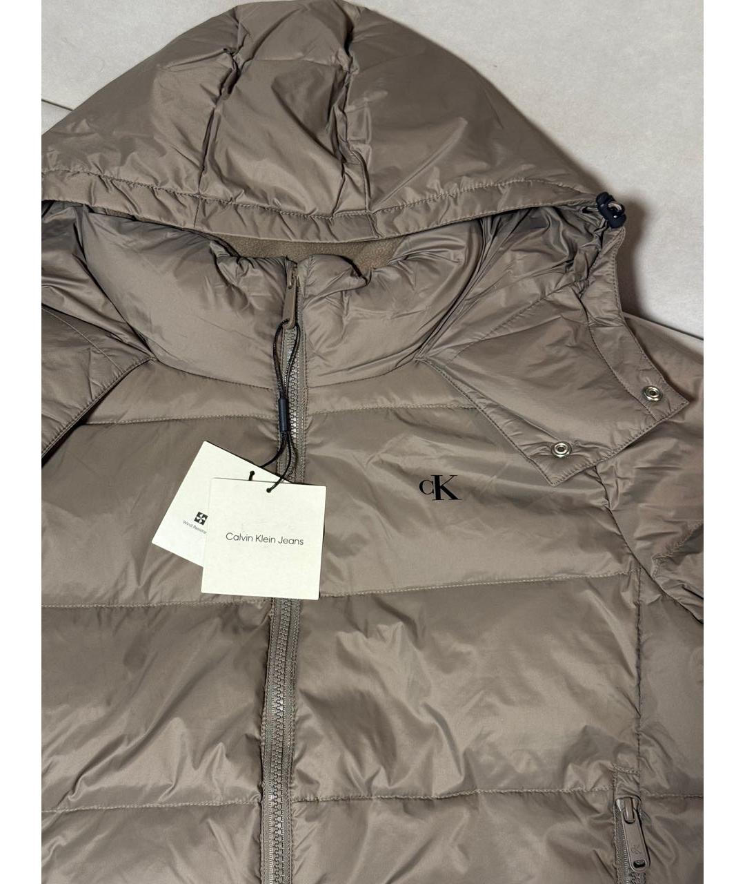 CALVIN KLEIN Бежевый полиэстеровый пуховик, фото 3