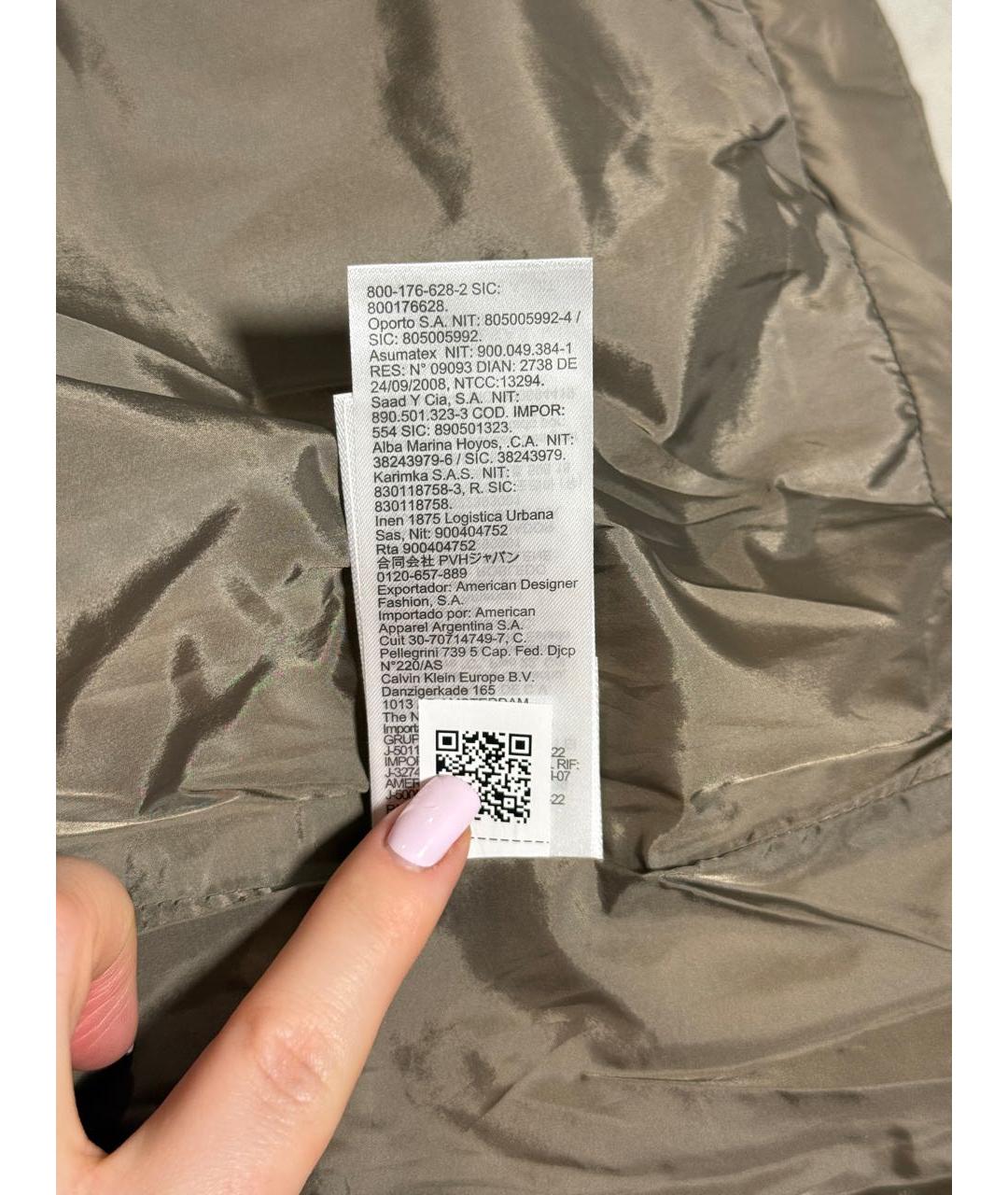 CALVIN KLEIN Бежевый полиэстеровый пуховик, фото 7