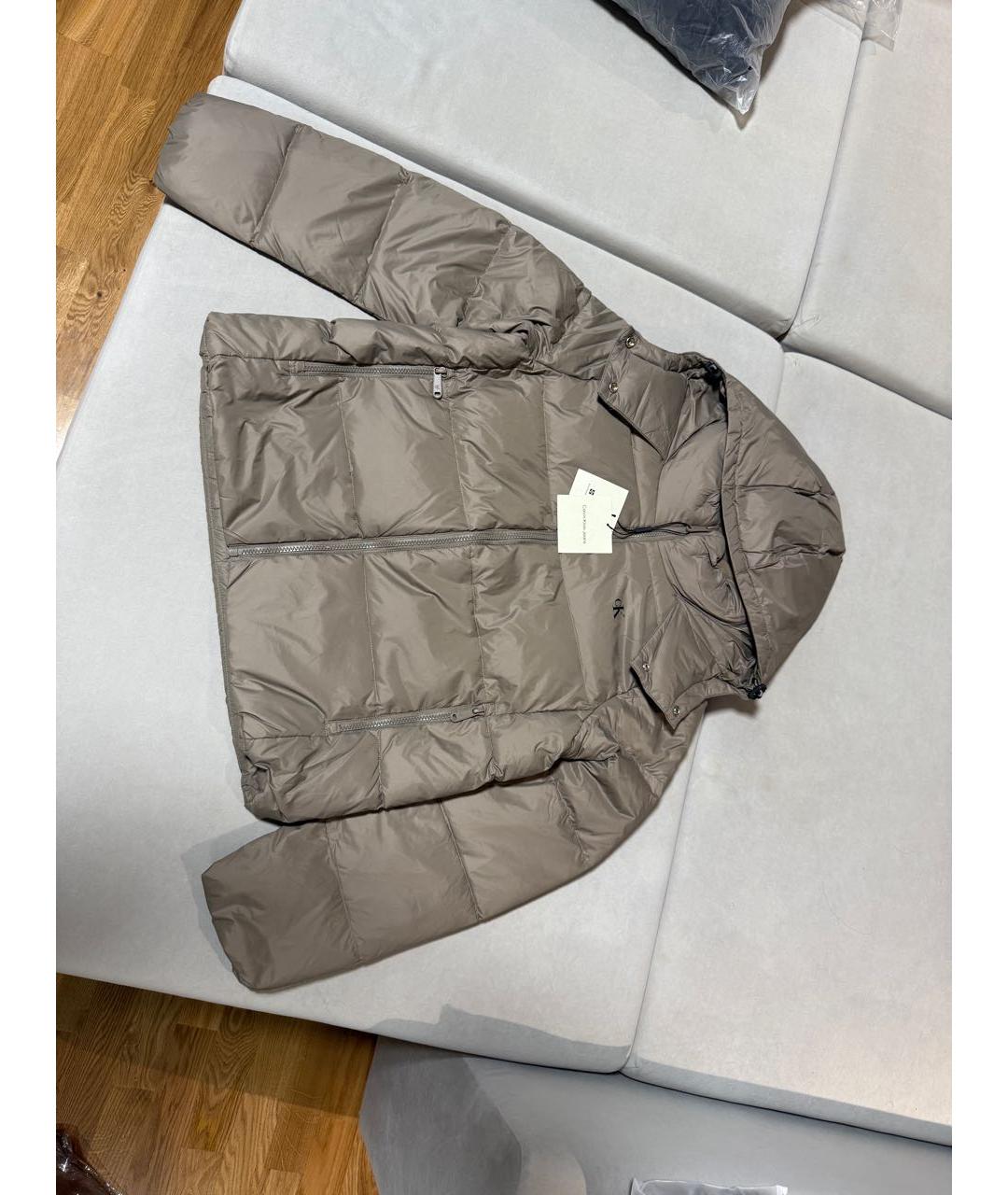 CALVIN KLEIN Бежевый полиэстеровый пуховик, фото 9