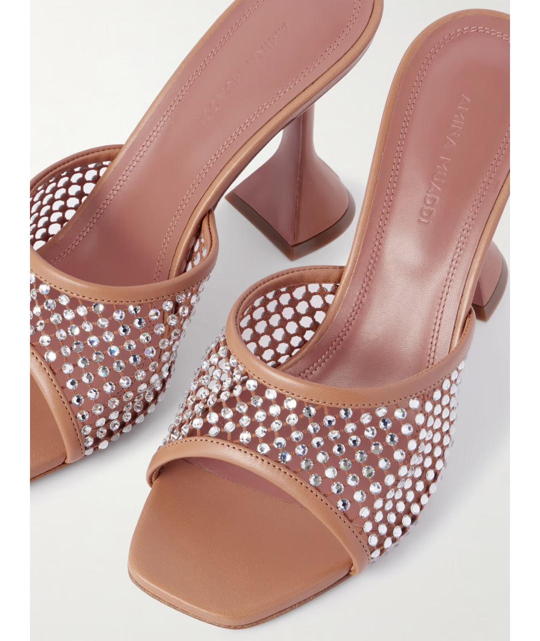 Amina Muaddi Бежевые мюли, фото 3