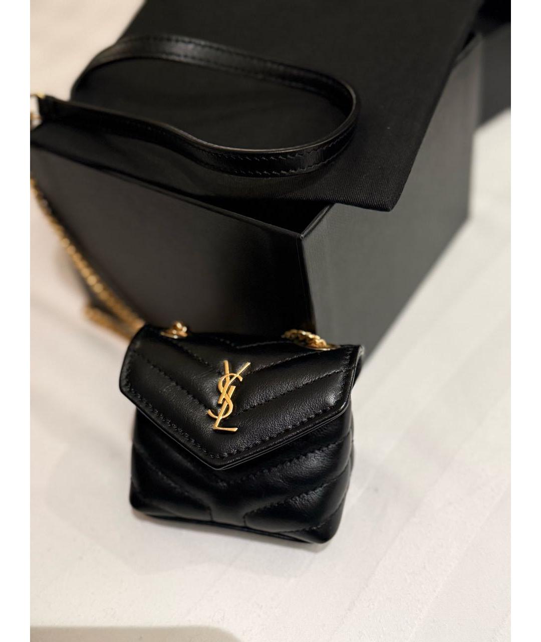 SAINT LAURENT Черная кожаная сумка через плечо, фото 2