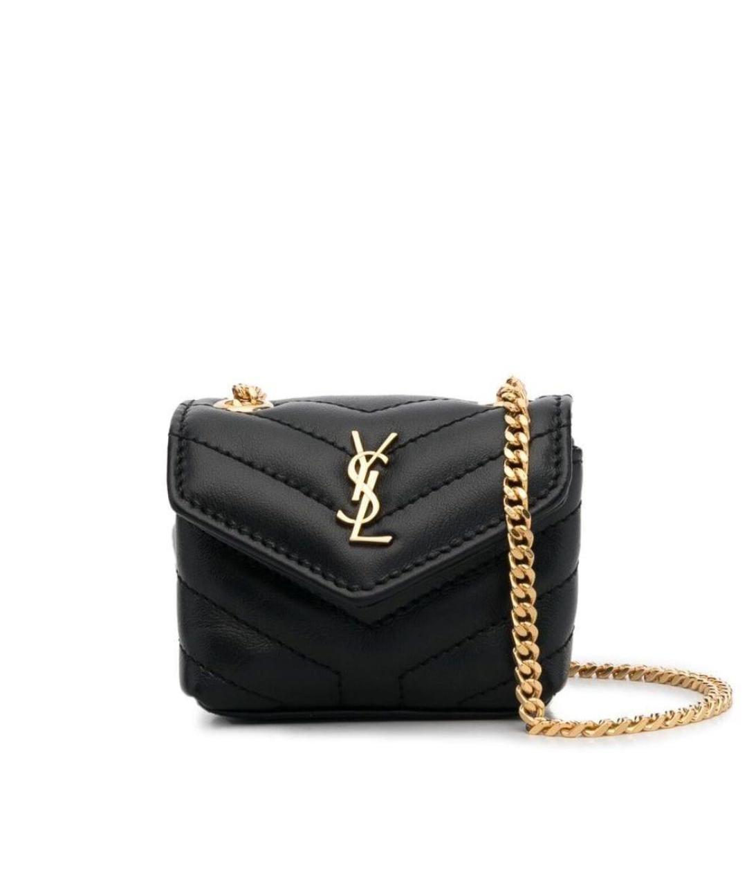 SAINT LAURENT Черная кожаная сумка через плечо, фото 3