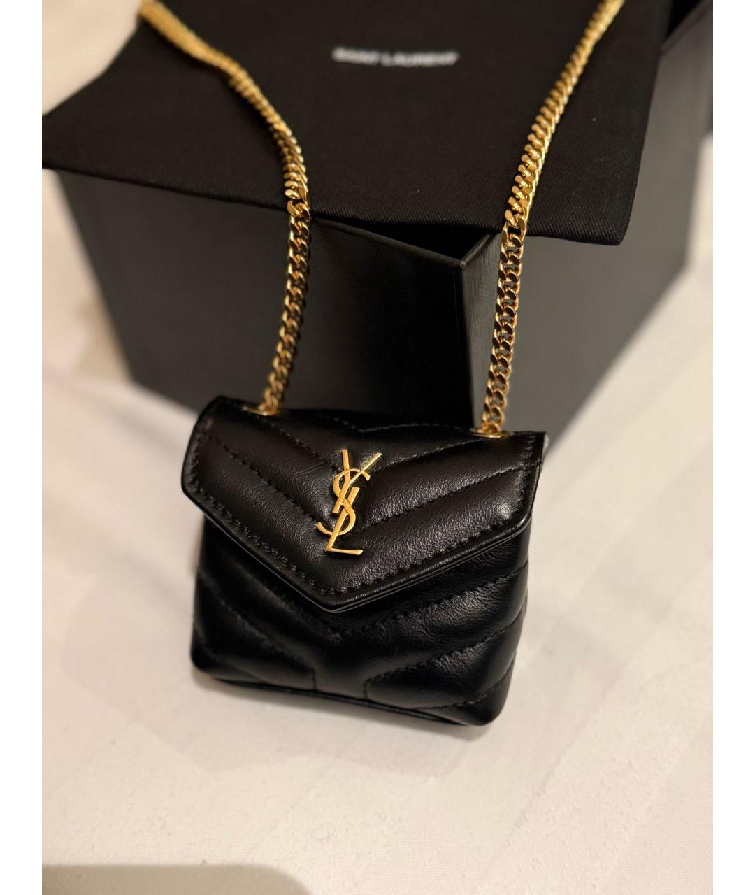 SAINT LAURENT Черная кожаная сумка через плечо, фото 6