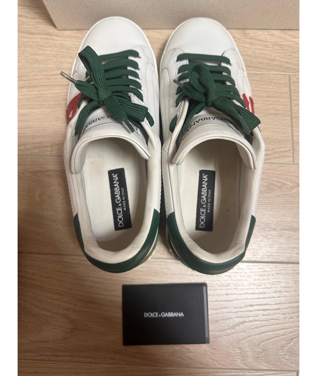 DOLCE&GABBANA Белые кожаные низкие кроссовки / кеды, фото 5