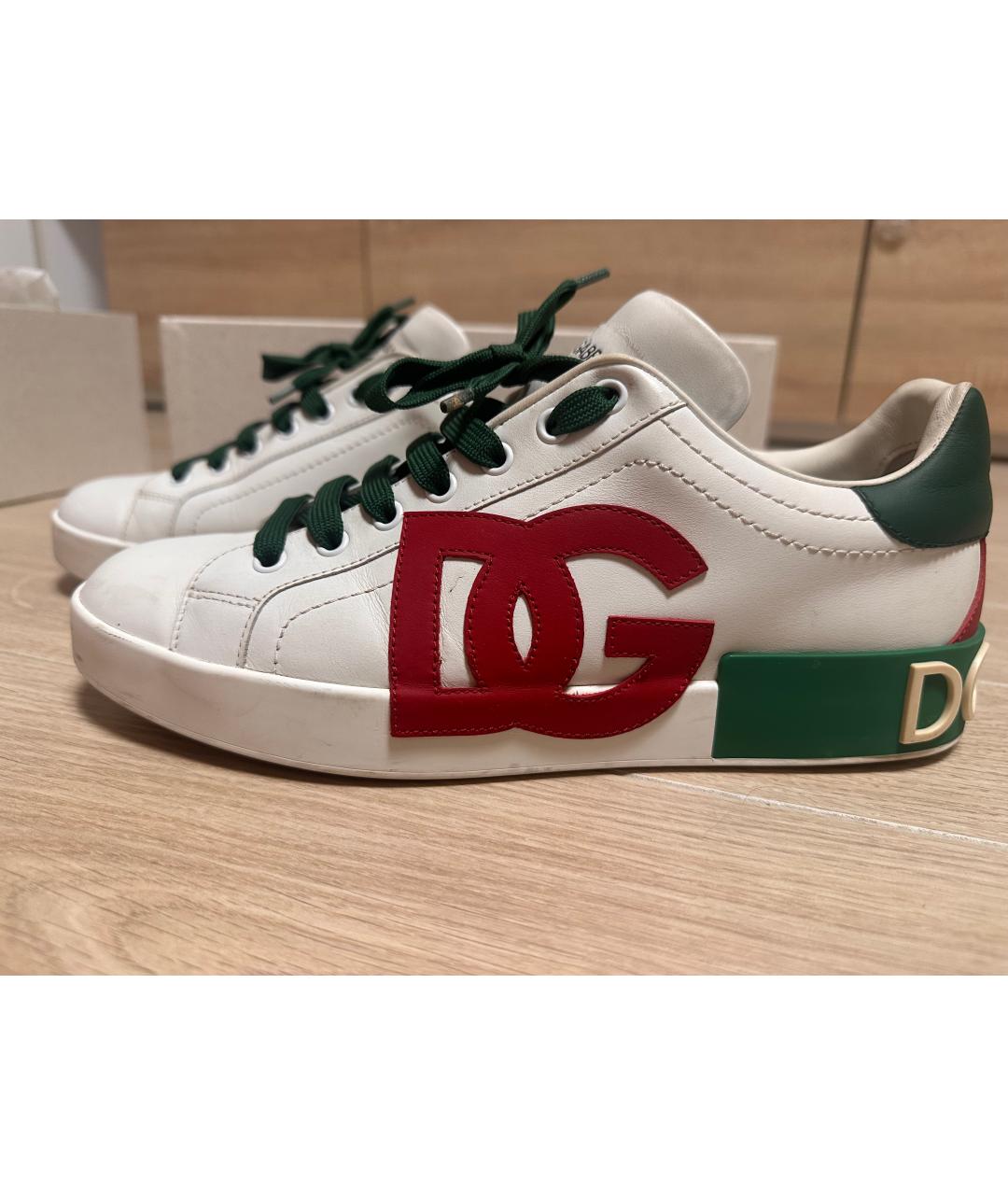 DOLCE&GABBANA Белые кожаные низкие кроссовки / кеды, фото 6