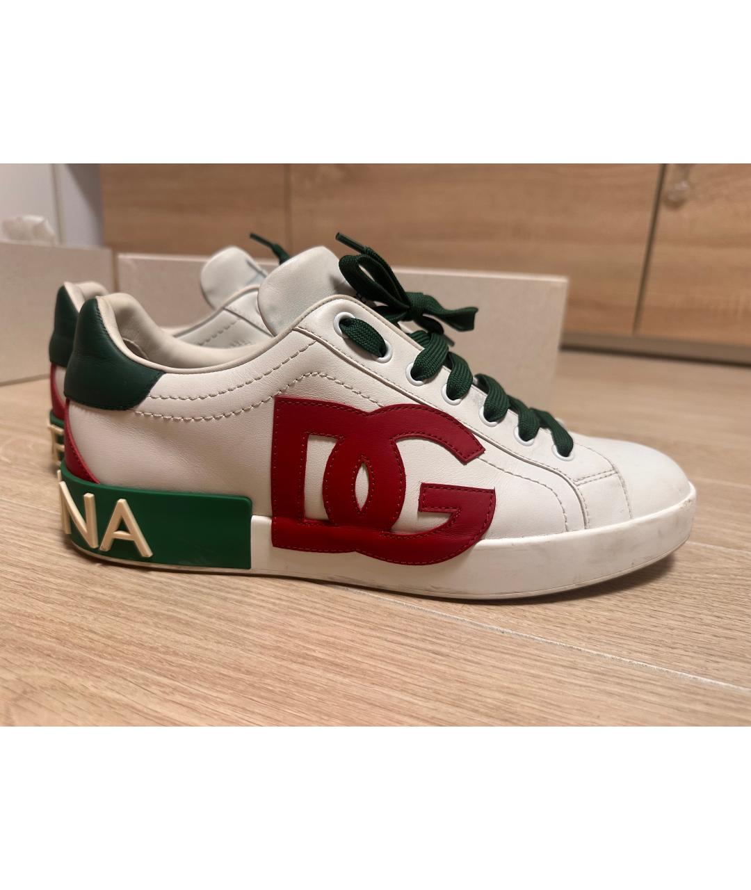 DOLCE&GABBANA Белые кожаные низкие кроссовки / кеды, фото 7