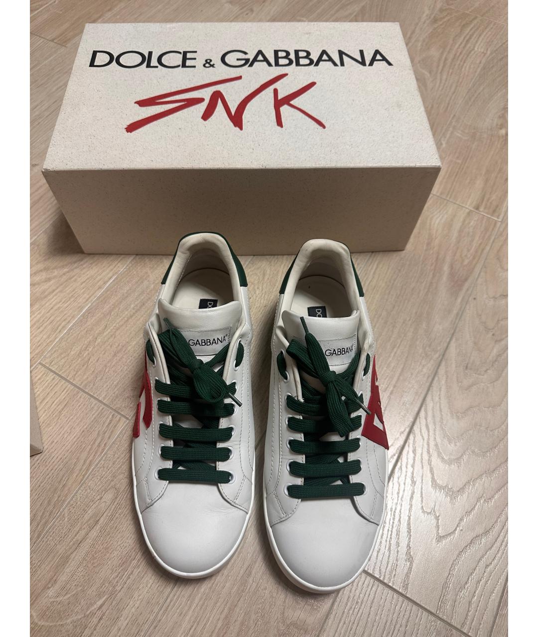 DOLCE&GABBANA Белые кожаные низкие кроссовки / кеды, фото 2