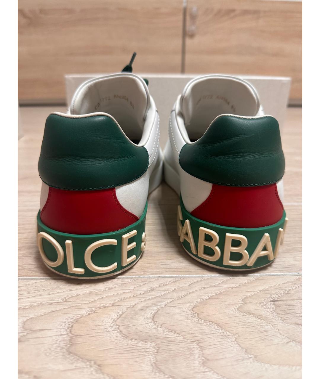 DOLCE&GABBANA Белые кожаные низкие кроссовки / кеды, фото 3