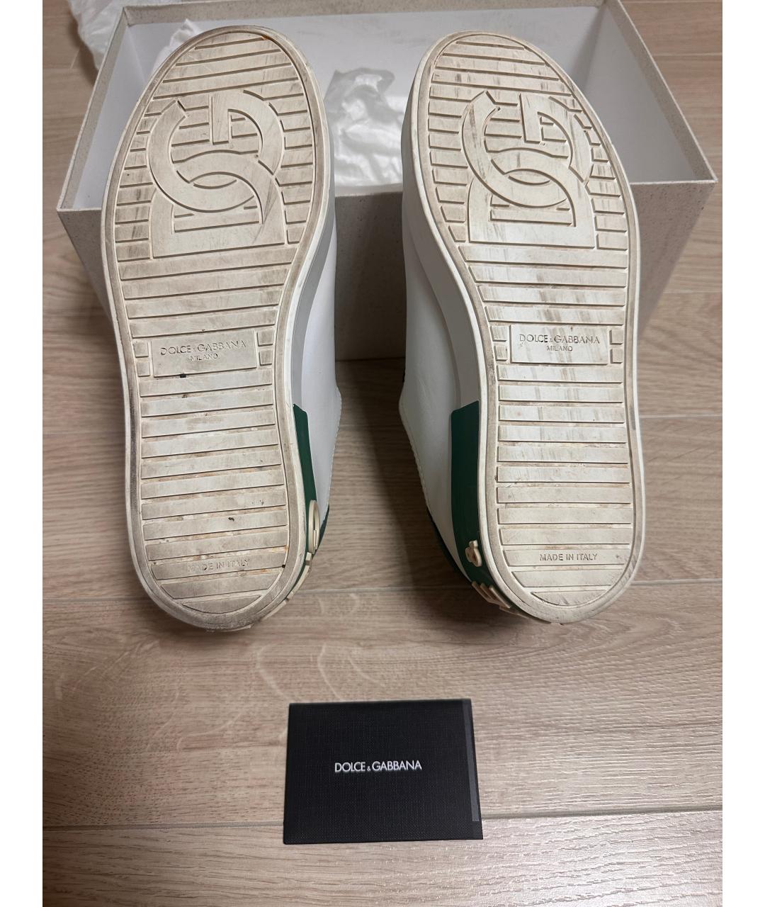 DOLCE&GABBANA Белые кожаные низкие кроссовки / кеды, фото 4