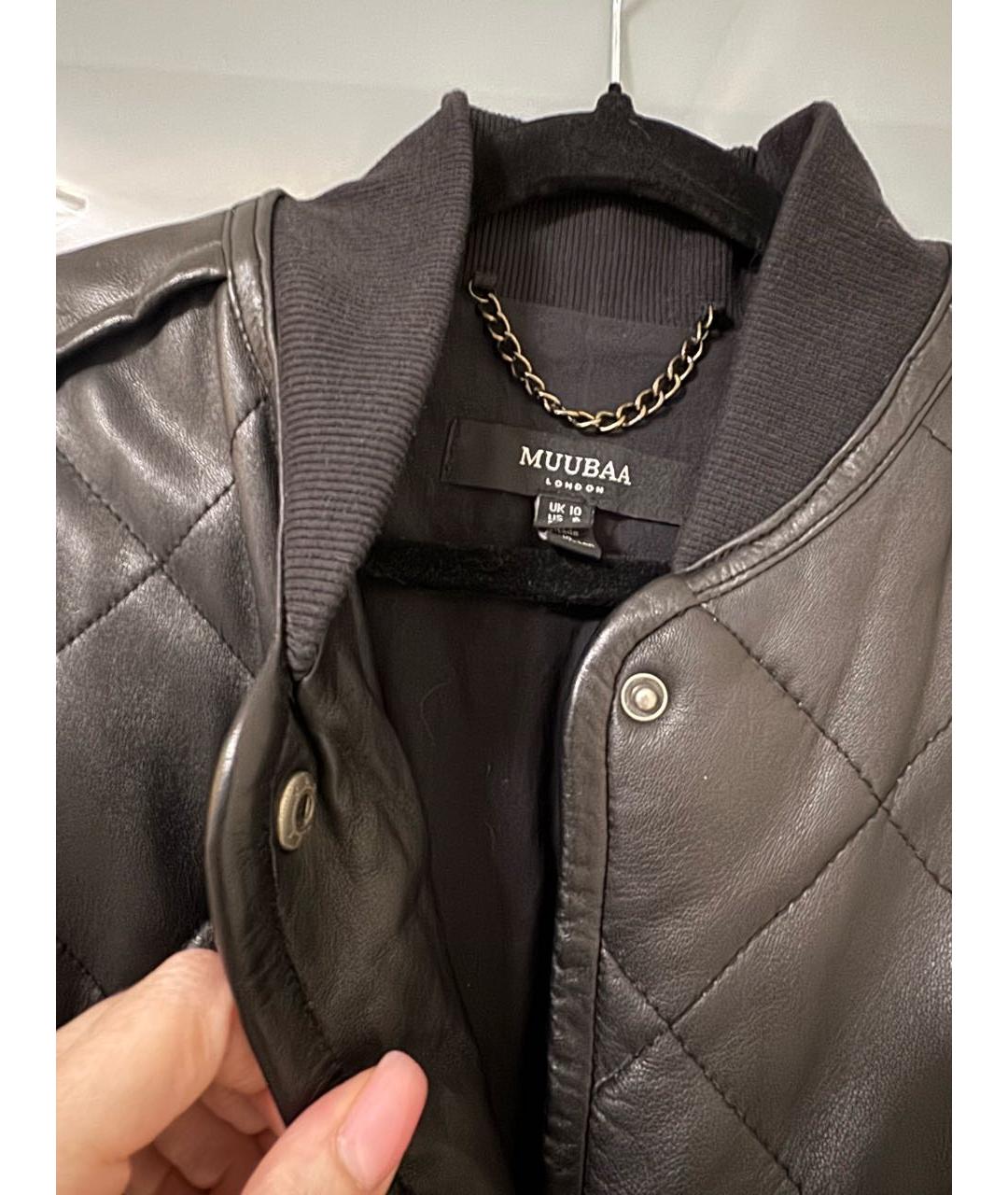 MUUBAA Черная кожаная куртка, фото 4