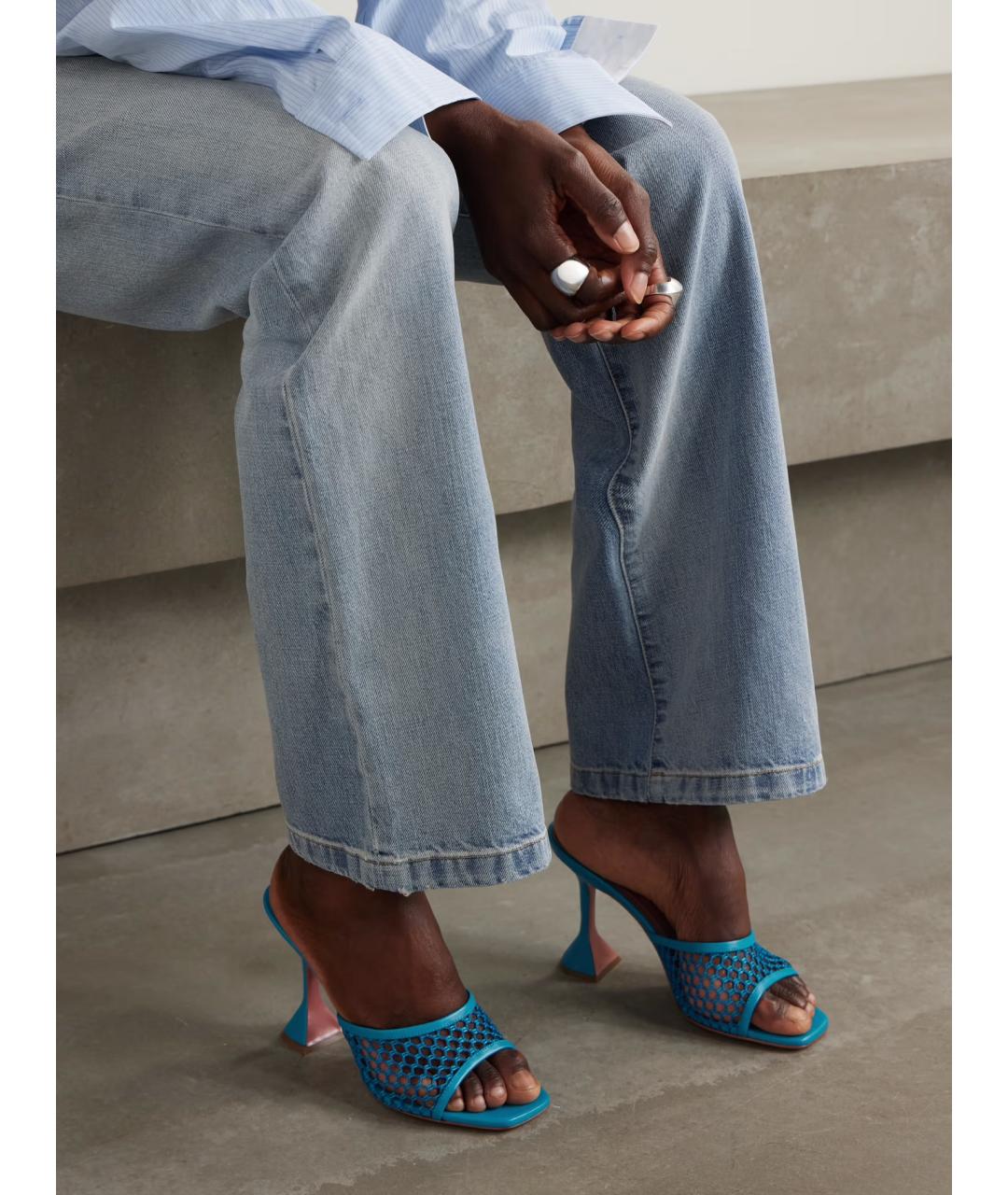 Amina Muaddi Бирюзовые мюли, фото 2