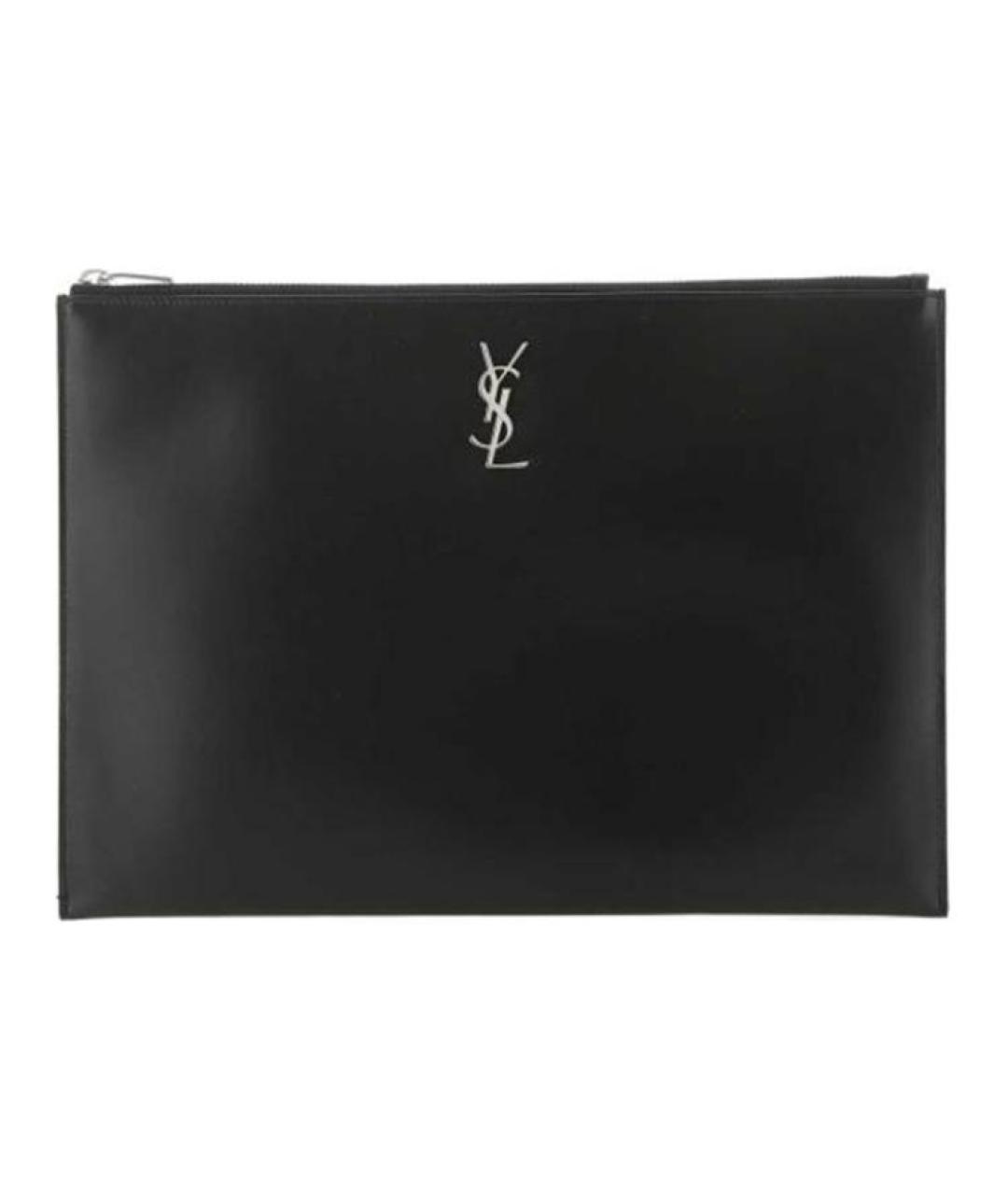 SAINT LAURENT Черная кожаная папка для документов, фото 1