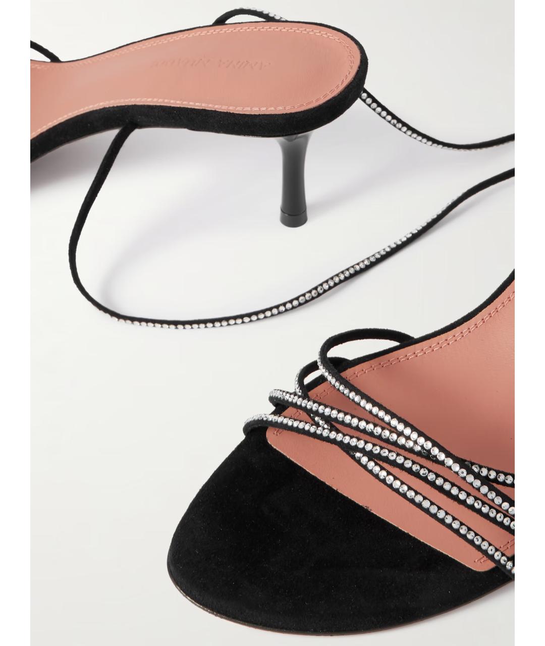 Amina Muaddi Черные замшевые босоножки, фото 3