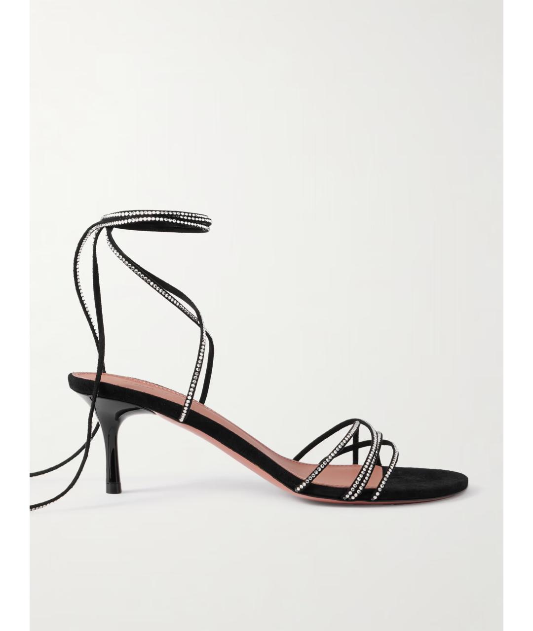 Amina Muaddi Черные замшевые босоножки, фото 5