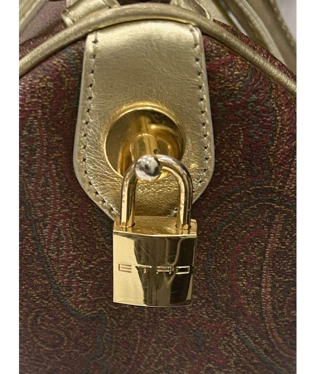 ETRO Коричневая кожаная сумка с короткими ручками, фото 8