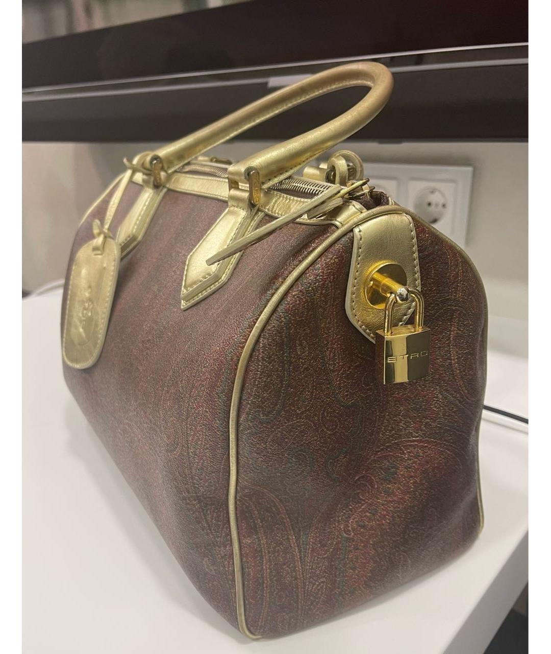 ETRO Коричневая кожаная сумка с короткими ручками, фото 2