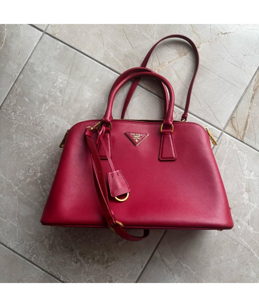 PRADA Красная кожаная сумка с короткими ручками, фото 7
