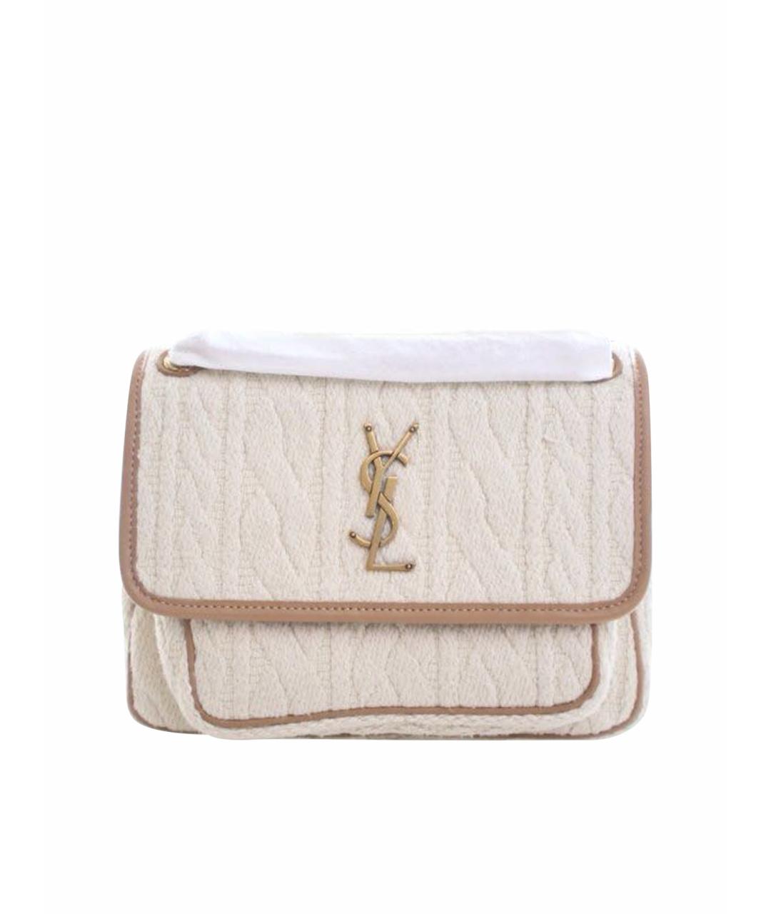 SAINT LAURENT Бежевая шерстяная сумка через плечо, фото 1