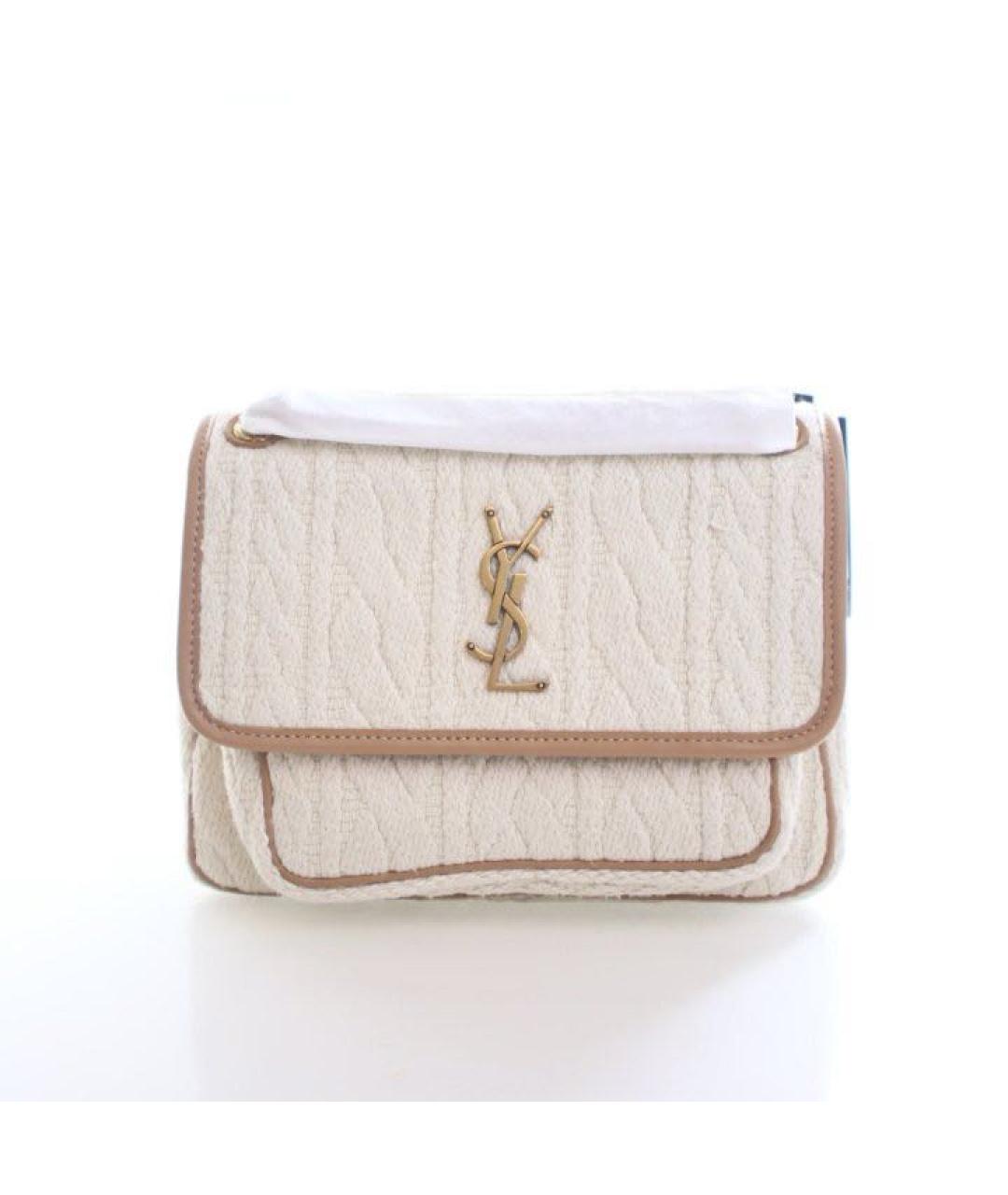 SAINT LAURENT Бежевая шерстяная сумка через плечо, фото 6