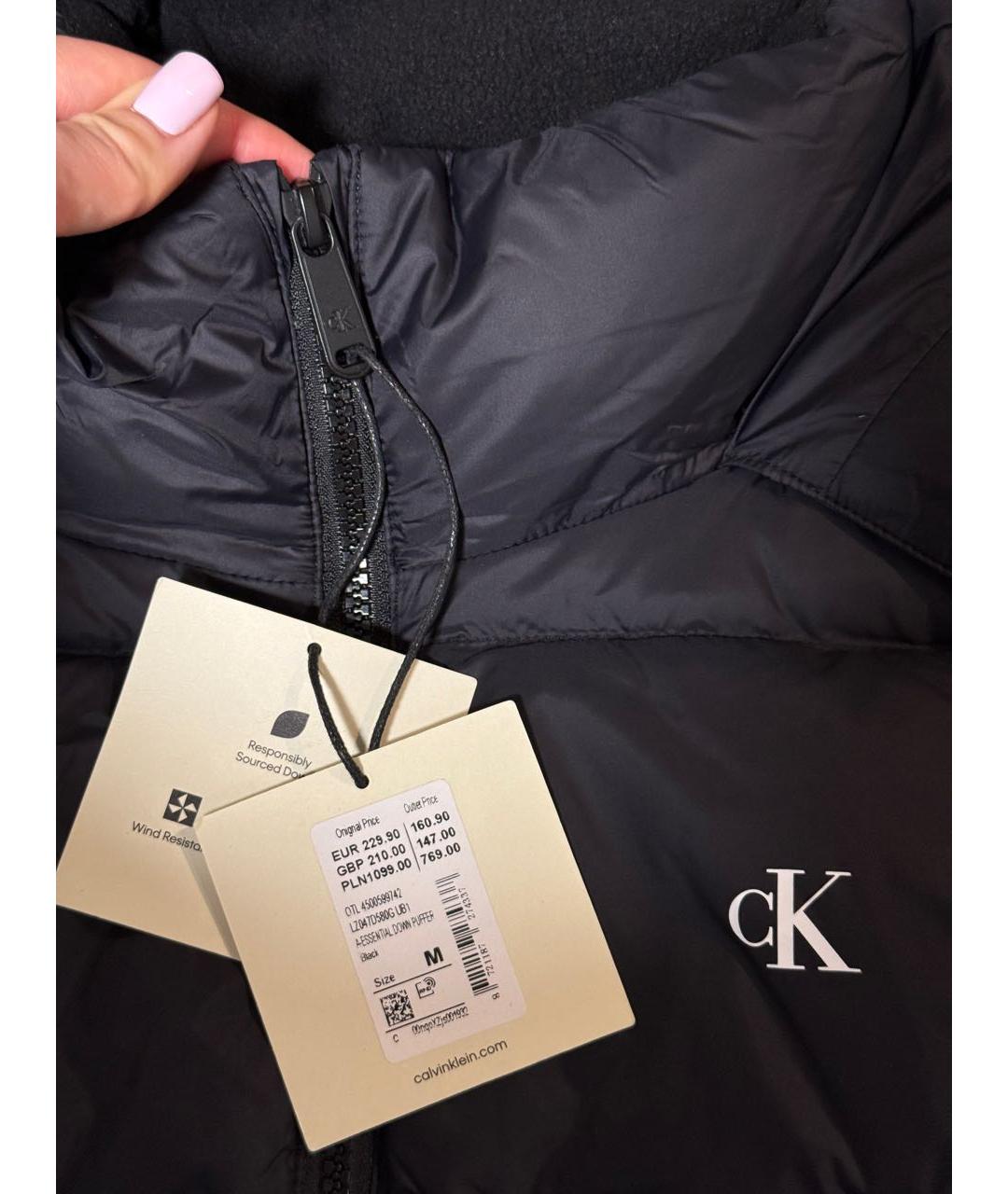 CALVIN KLEIN Черный полиэстеровый пуховик, фото 4