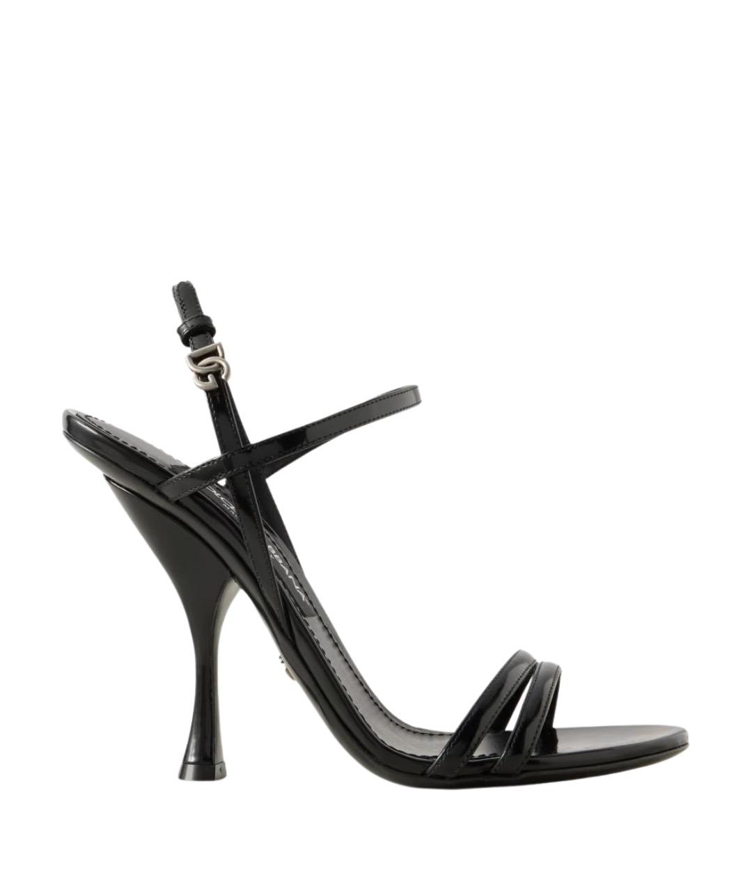 DOLCE&GABBANA Черные босоножки из лакированной кожи, фото 1