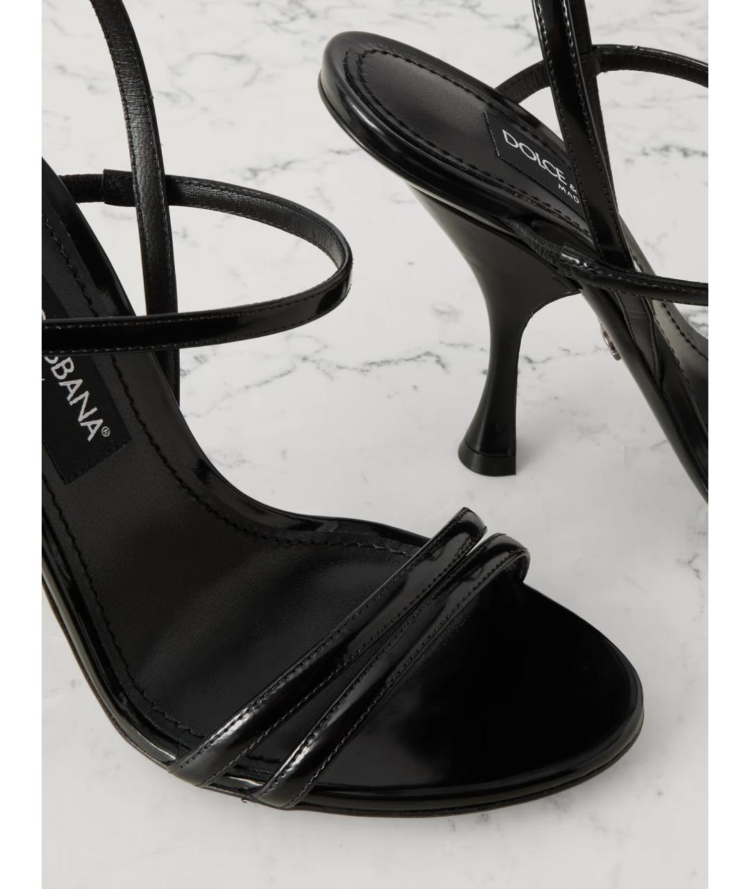 DOLCE&GABBANA Черные босоножки из лакированной кожи, фото 3