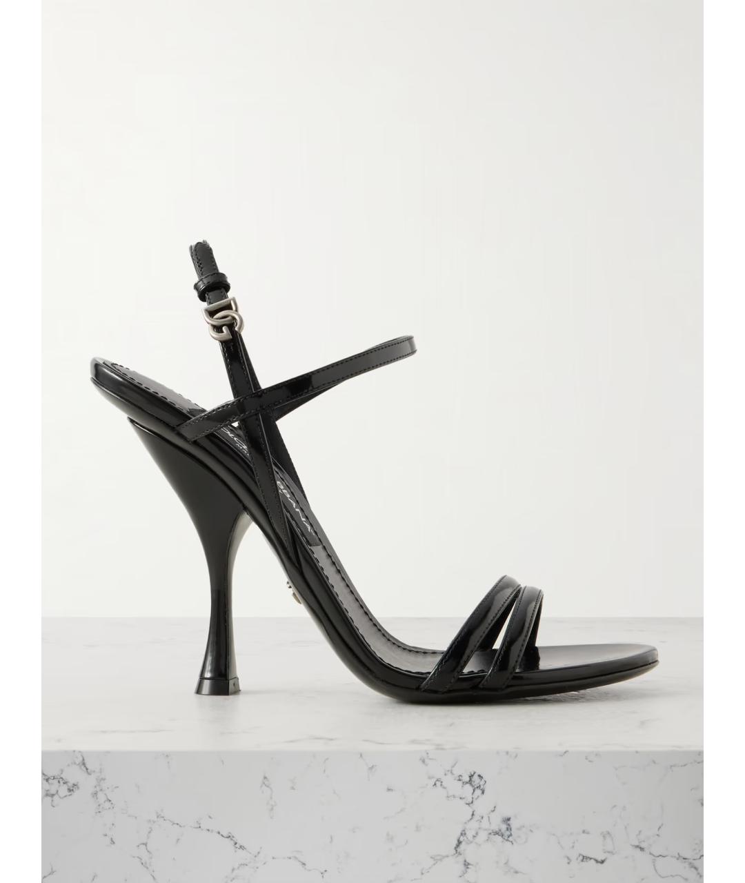 DOLCE&GABBANA Черные босоножки из лакированной кожи, фото 5