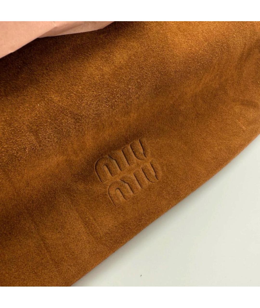 MIU MIU Коричневая замшевая сумка с короткими ручками, фото 5