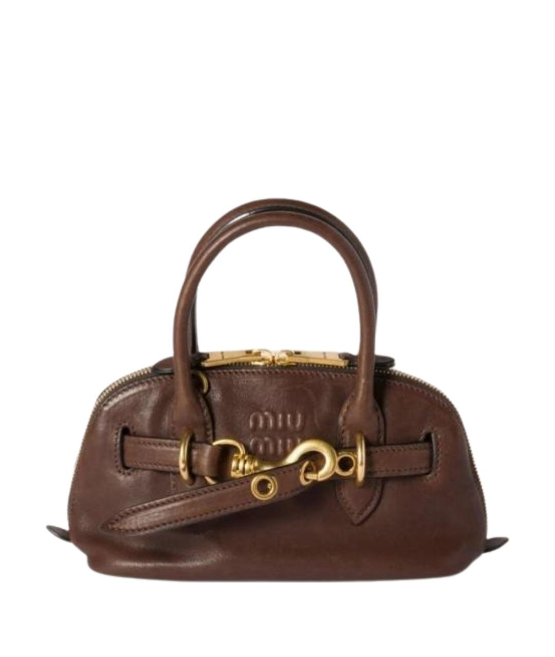 MIU MIU Коричневая кожаная сумка с короткими ручками, фото 1