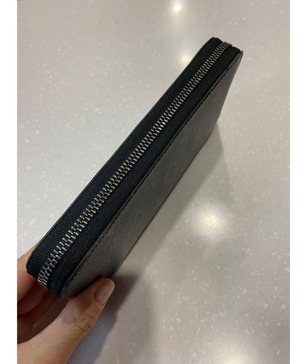 LOUIS VUITTON Антрацитовый кожаный кошелек, фото 2