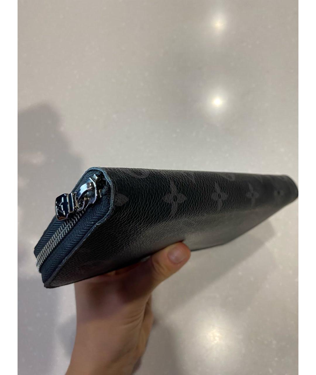 LOUIS VUITTON Антрацитовый кожаный кошелек, фото 6