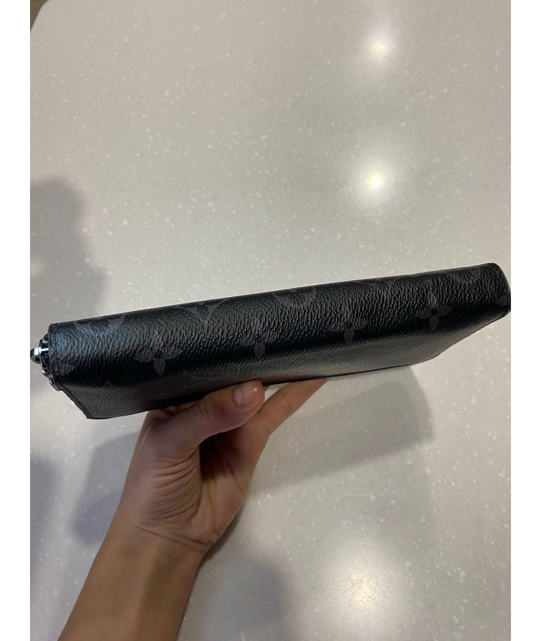 LOUIS VUITTON Антрацитовый кожаный кошелек, фото 3