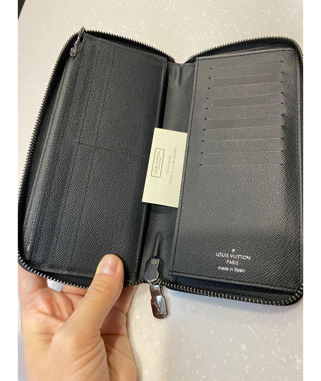 LOUIS VUITTON Антрацитовый кожаный кошелек, фото 5