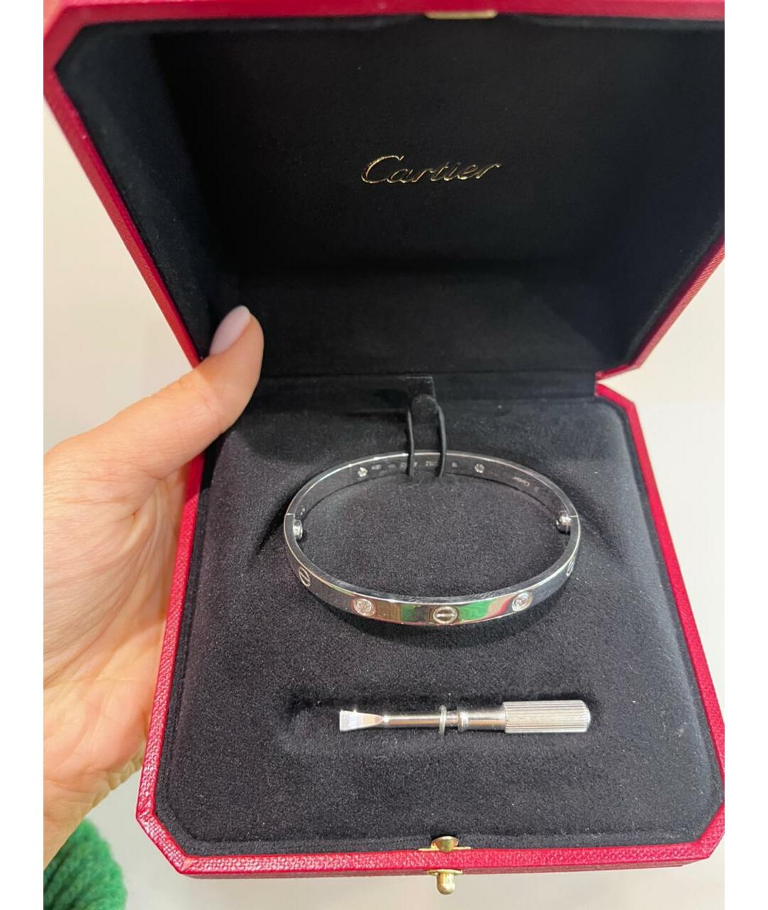 CARTIER Серебрянный браслет из белого золота, фото 2