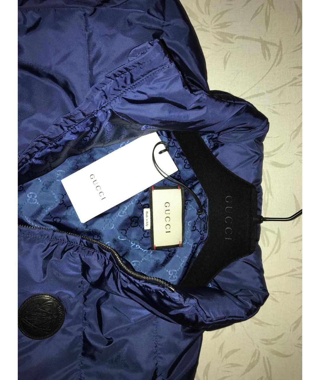 GUCCI Синяя полиэстеровая куртка, фото 5