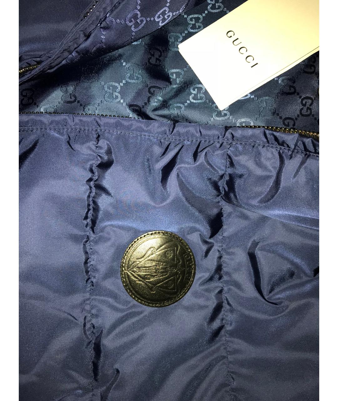 GUCCI Синяя полиэстеровая куртка, фото 4