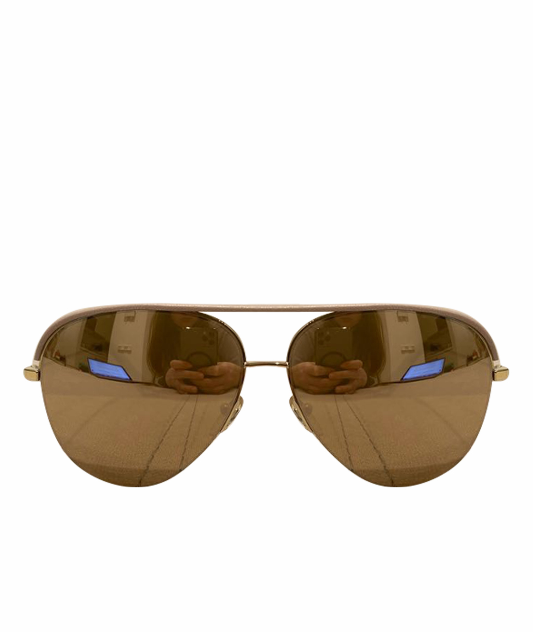 VICTORIA BECKHAM Золотые металлические солнцезащитные очки, фото 1