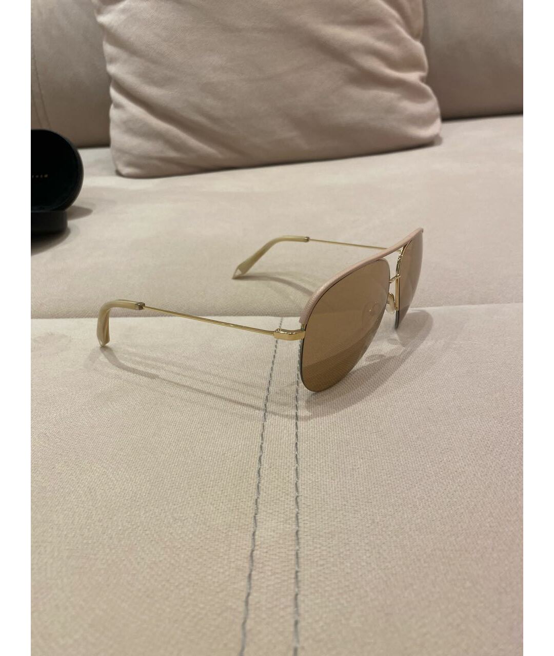 VICTORIA BECKHAM Золотые металлические солнцезащитные очки, фото 2