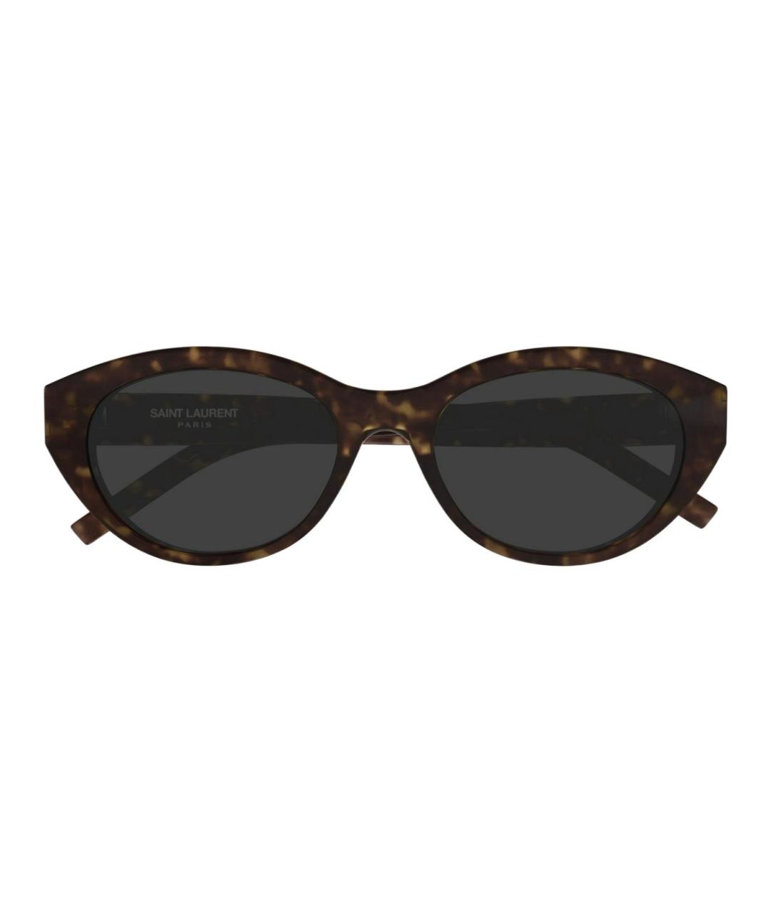 SAINT LAURENT Коричневые пластиковые солнцезащитные очки, фото 2