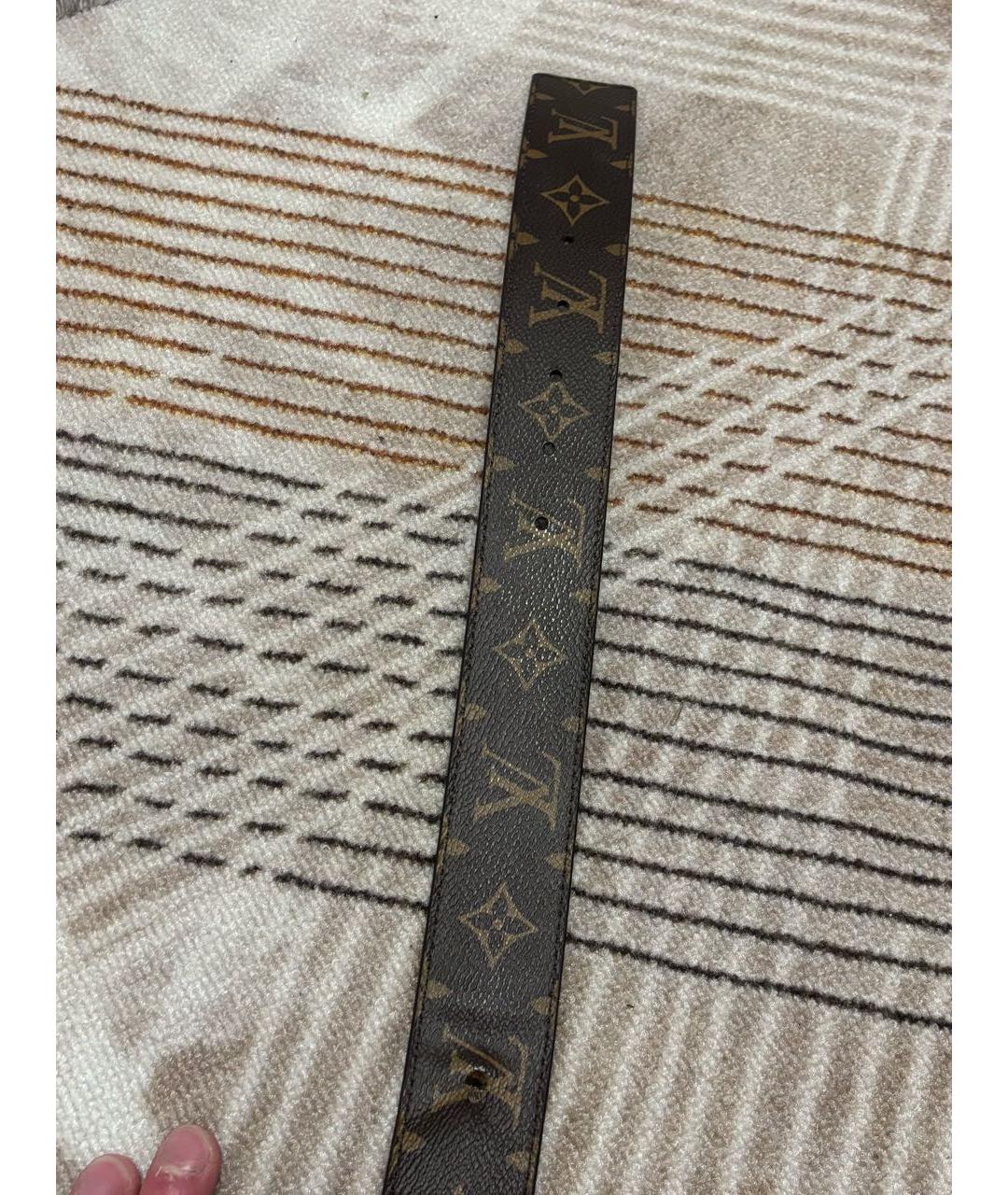 LOUIS VUITTON Коричневый кожаный ремень, фото 4