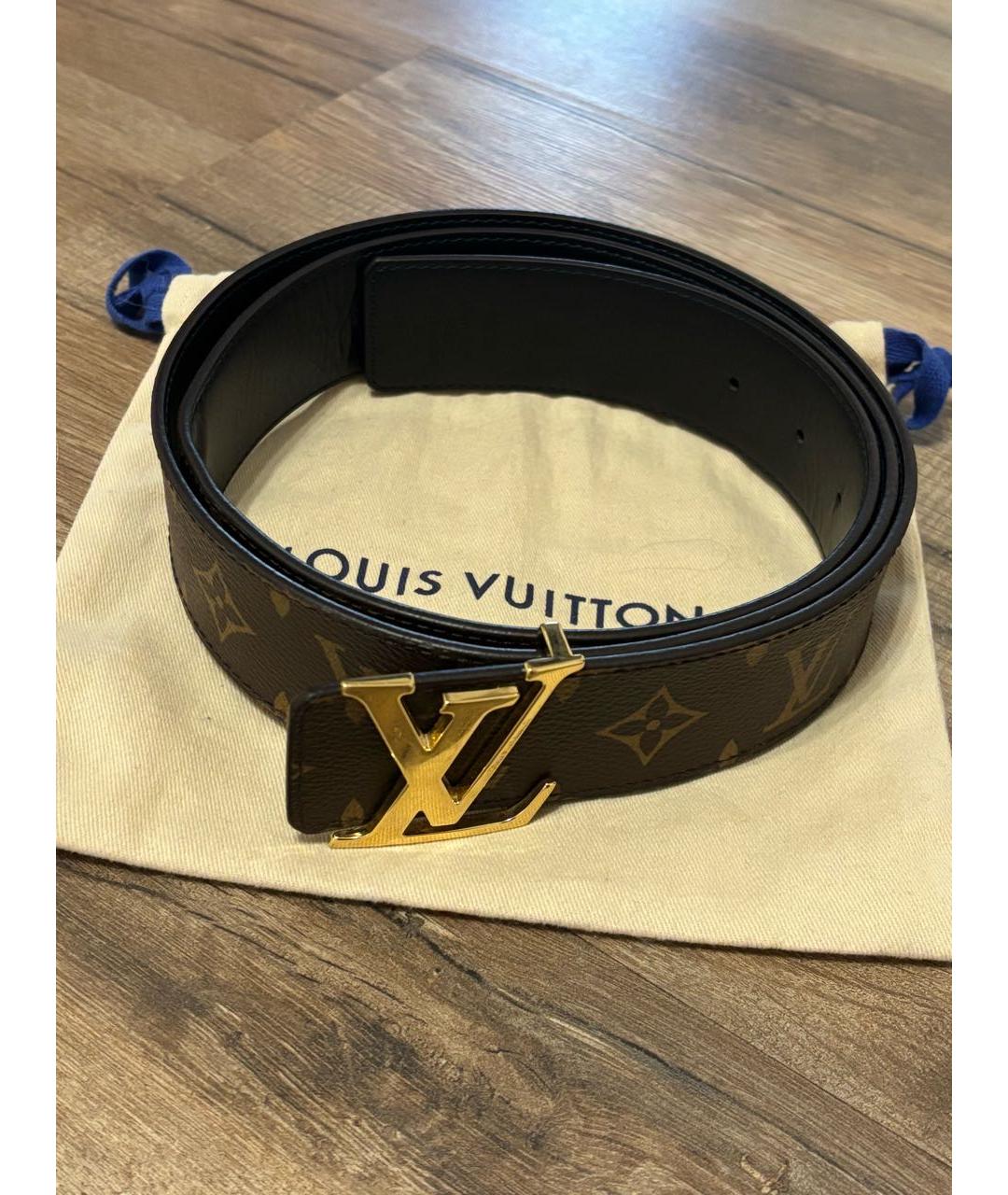 LOUIS VUITTON Коричневый кожаный ремень, фото 6