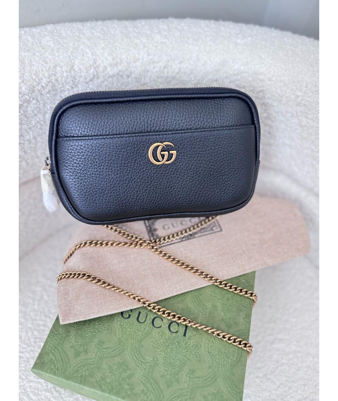 GUCCI Черная кожаная сумка через плечо, фото 2