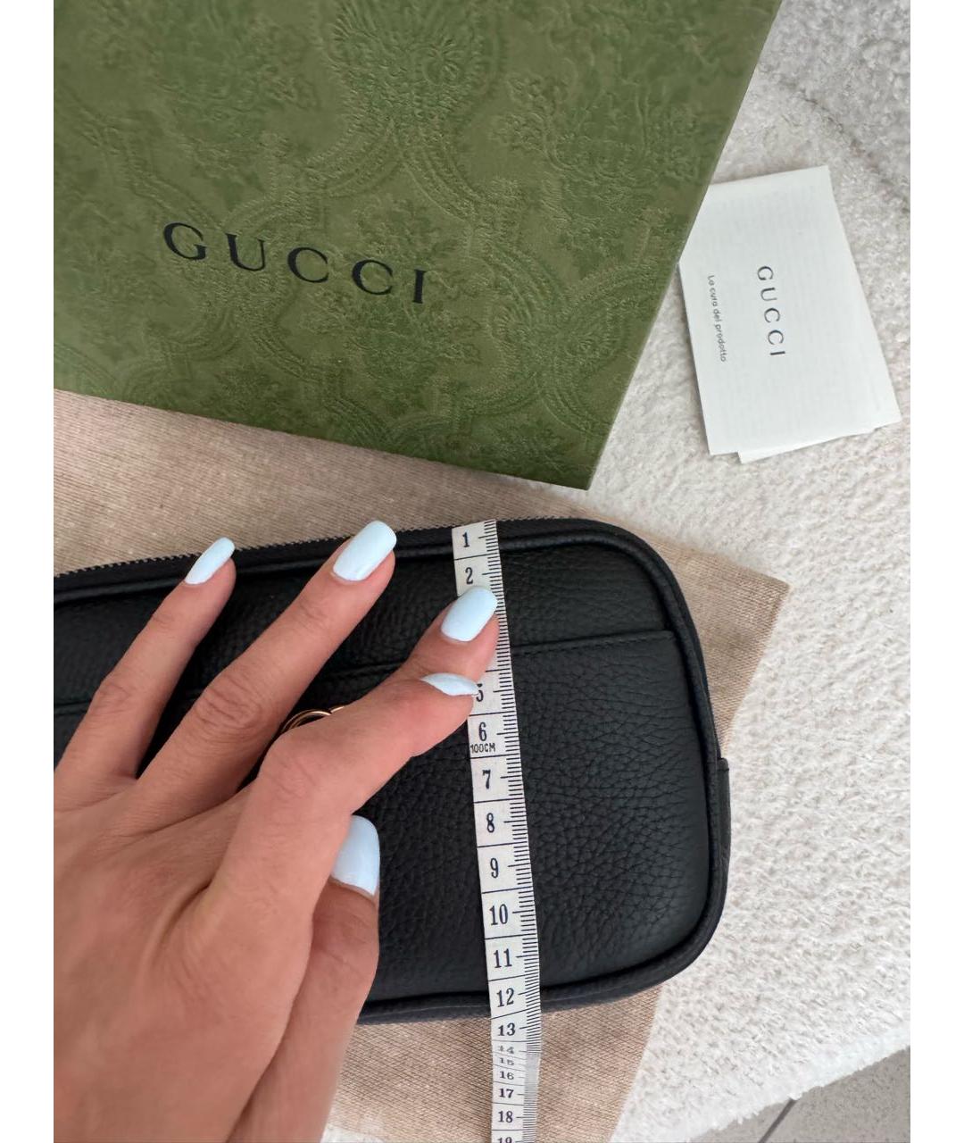 GUCCI Черная кожаная сумка через плечо, фото 5