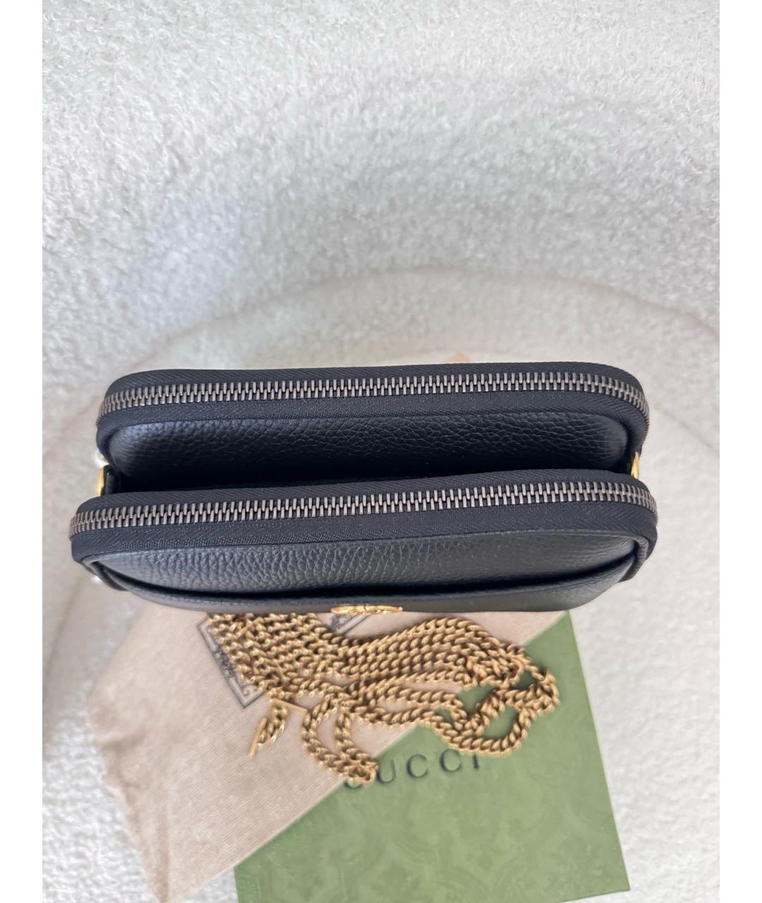 GUCCI Черная кожаная сумка через плечо, фото 3