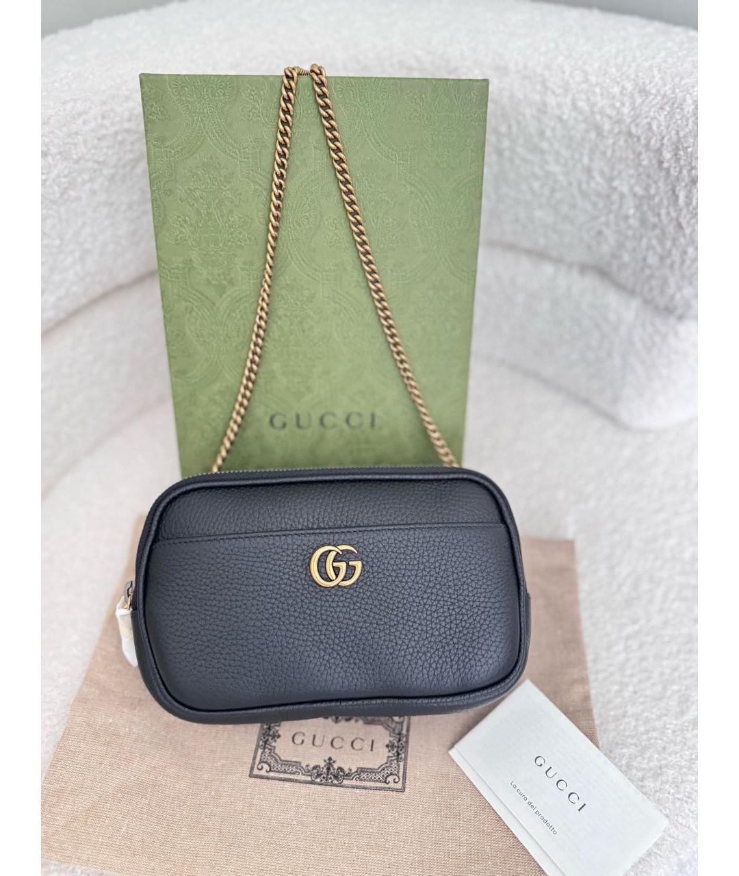 GUCCI Черная кожаная сумка через плечо, фото 8